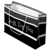 Zwart wit en grijs groot cadeauzakje (Voorkant Gekanteld)