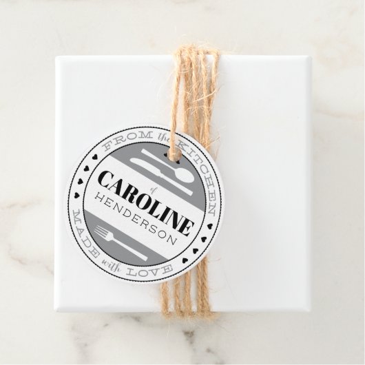 Zwart wit en grijs harten gemaakt met liefde eten bedankjes labels (In situ)