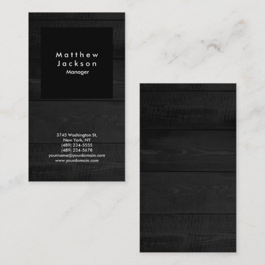 Zwart-wit en grijs hout Moderne platte producten Visitekaartje (Voorkant / Achterkant)
