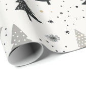 Zwart, wit en grijs kerstboom patroon cadeaupapier (Rol Hoek)