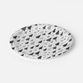 Zwart, wit en grijs kerstboom patroon papieren bordje (Gekanteld)