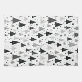 Zwart, wit en grijs kerstboom patroon theedoek (Horizontaal)
