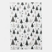 Zwart, wit en grijs kerstboom patroon theedoek (Verticaal)