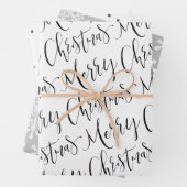 Zwart wit en grijs kerstssluitingen inpakpapier vel (In situ)