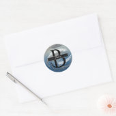 Zwart, Wit, en Grijs Kwaststreek Monogram Ronde Sticker (Envelop)