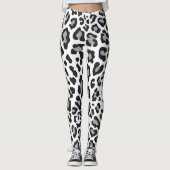 Zwart, Wit en Grijs Luipaard Print Leggings (Voorkant)