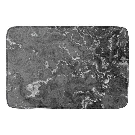 Zwart, wit en grijs marmer abstract badmat (Voorkant)