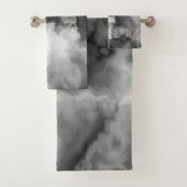 Zwart, wit en Grijs Marmered Abstract Bad Handdoek (Insitu)