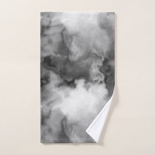 Zwart, wit en Grijs Marmered Abstract Bad Handdoek (Handdoek)