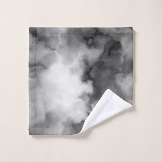 Zwart, wit en Grijs Marmered Abstract Bad Handdoek (Wasdoekje)