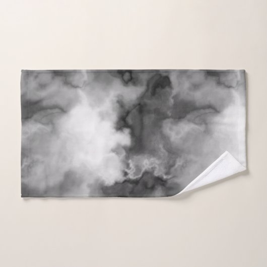Zwart, wit en Grijs Marmered Abstract Bad Handdoek (Handdoek)