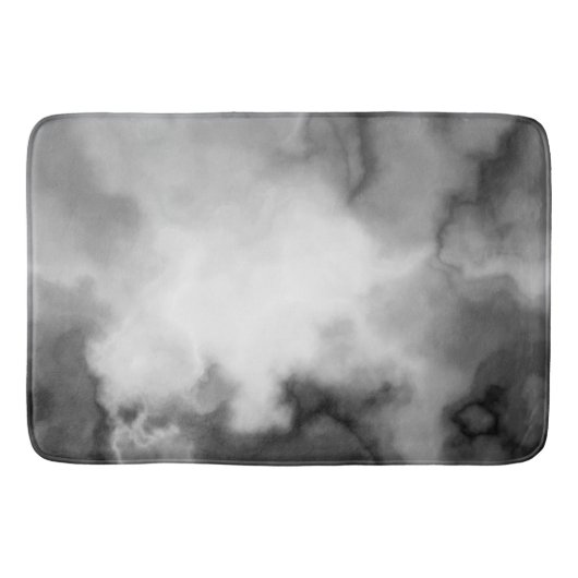 Zwart, wit en Grijs Marmered Abstract Badmat (Voorkant)