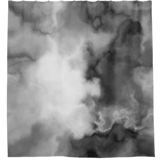 Zwart, wit en Grijs Marmered Abstract Douchegordijn (Voorkant)