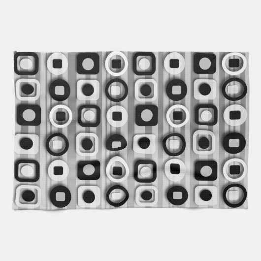 Zwart wit en grijs modern patroon theedoek (Horizontaal)