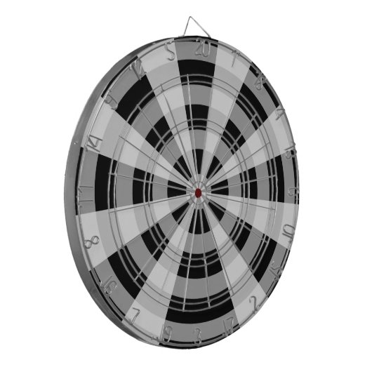 Zwart, wit en grijs patroon dartbord (Voorkant Links)