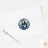 Zwart, wit en grijs penseelstreken B Monogram Ronde Sticker (Envelop)