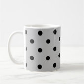 Zwart wit en grijs, polkadots, monogram koffiemok (Links)
