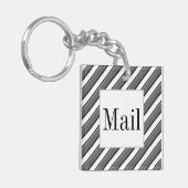 Zwart Wit en Grijs Postsleutel Sleutelhanger (Voorkant Links)