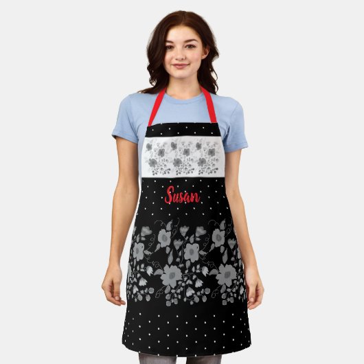 Zwart Wit en Grijs Schort (Gedragen)