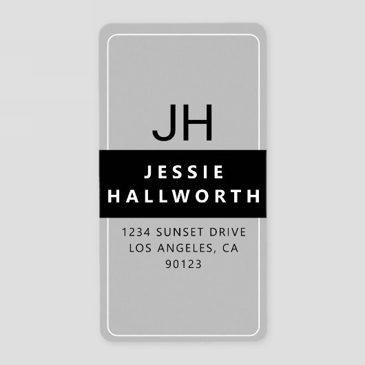 Zwart wit en grijs stijlvol modern monogram label