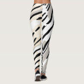 Zwart, wit en grijs strepen geometrisch patroon leggings (Achterkant)
