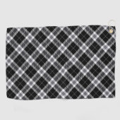 Zwart wit en grijs Tartan Golfhanddoek (Horizontaal)