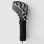 Zwart wit en grijs Tartan Golfheadcover (Schuin)