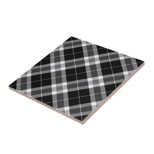 Zwart wit en grijs Tartan Tegeltje (Zijkant)