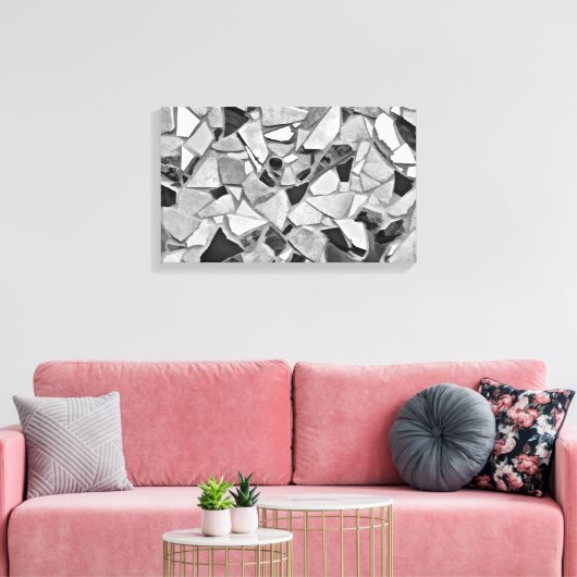 Zwart, wit en grijs Terrazzo Photo Art Canvas Afdruk (Insitu (Woonkamer))
