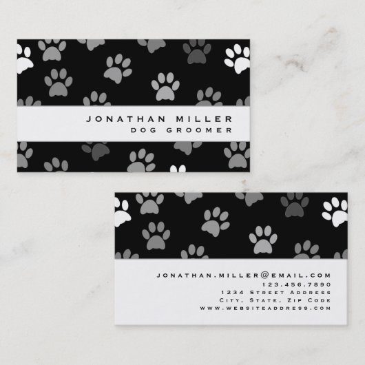 Zwart wit en grijs verf afdrukken visitekaartje (Voorkant / Achterkant)