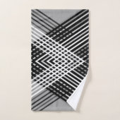 Zwart-wit en grijs verweven strepen op een bad handdoek (Handdoek)