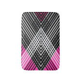 Zwart-wit en grijs verweven strepen op een badmat (Voorkant Verticaal)