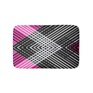 Zwart-wit en grijs verweven strepen op een badmat