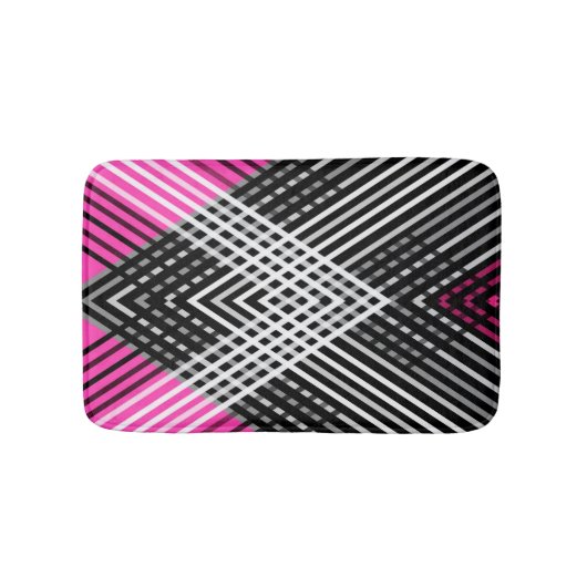 Zwart-wit en grijs verweven strepen op een badmat (Voorkant)