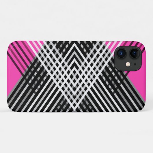 Zwart-wit en grijs verweven strepen op een Case-Mate iPhone case (Achterkant (horizontaal))