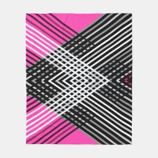 Zwart-wit en grijs verweven strepen op een fleece deken (Voorkant)