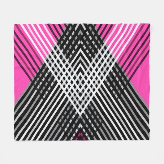 Zwart-wit en grijs verweven strepen op een fleece deken (Voorkant (Horizontaal))