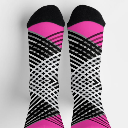 Zwart-wit en grijs verweven strepen op een sokken (Top)