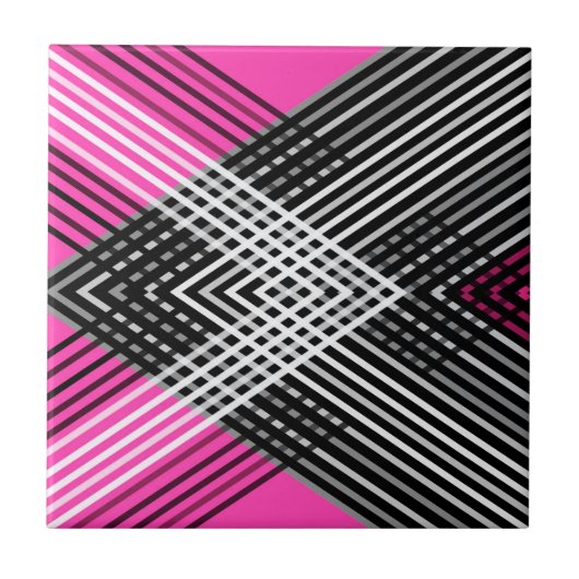 Zwart-wit en grijs verweven strepen op een tegeltje (Voorkant)