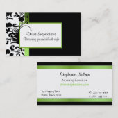 Zwart, wit en groen damast Visitekaartje (Voorkant / Achterkant)