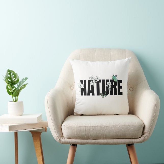 Zwart Wit en Groen Natuur Kussen (Stoel)