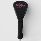 Zwart Wit en Heet Roze Fantasie Schrift Monogram Golfheadcover (Voorkant)