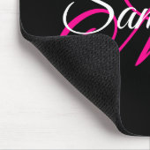 Zwart Wit en Heet Roze Fantasie Schrift Monogram Muismat (Hoek)