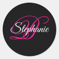 Zwart Wit en Heet Roze Fantasie Schrift Monogram