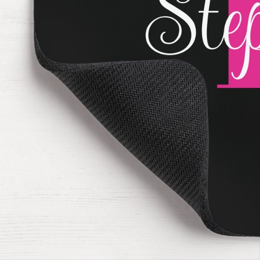 Zwart Wit en Heet Roze Meisje Modern Monogram Muismat (Hoek)