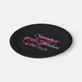 Zwart Wit en Heet Roze Monogram 40 & Fabulous Papieren Bordje (Gekanteld)