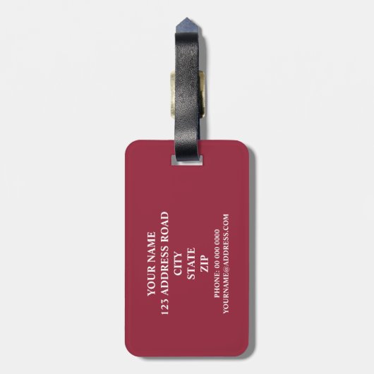 Zwart, wit en jester rood, gepersonaliseerd bagagelabel (Achterkant verticaal)