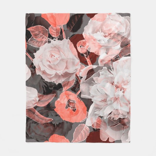 zwart-wit en kleurrijk rood, w fleece deken (Voorkant)