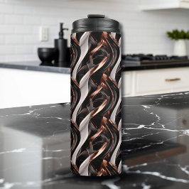 Zwart, wit en koper Abstracte 3D-illusie Thermosbeker