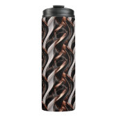 Zwart, wit en koper Abstracte 3D-illusie Thermosbeker (Voorkant)